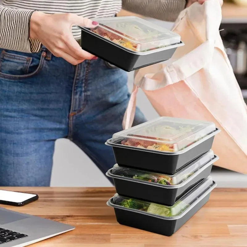 10/30PCS Disposable Lunch Box Leakproof Kitchen Storage Container Plastic Food Box with Lid Portable Meal Prep Takeout Bento Box