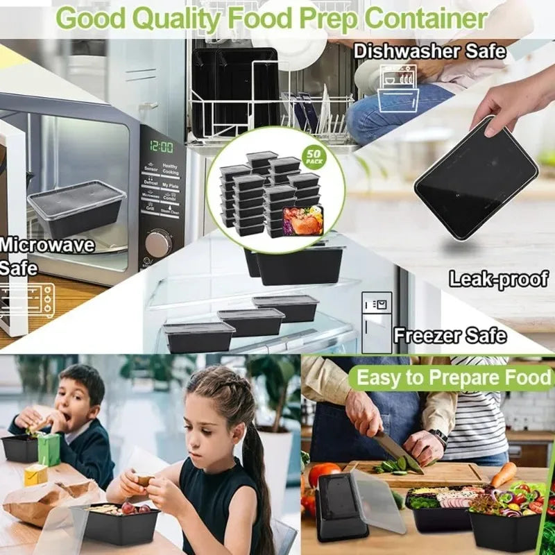 10/30PCS Disposable Lunch Box Leakproof Kitchen Storage Container Plastic Food Box with Lid Portable Meal Prep Takeout Bento Box