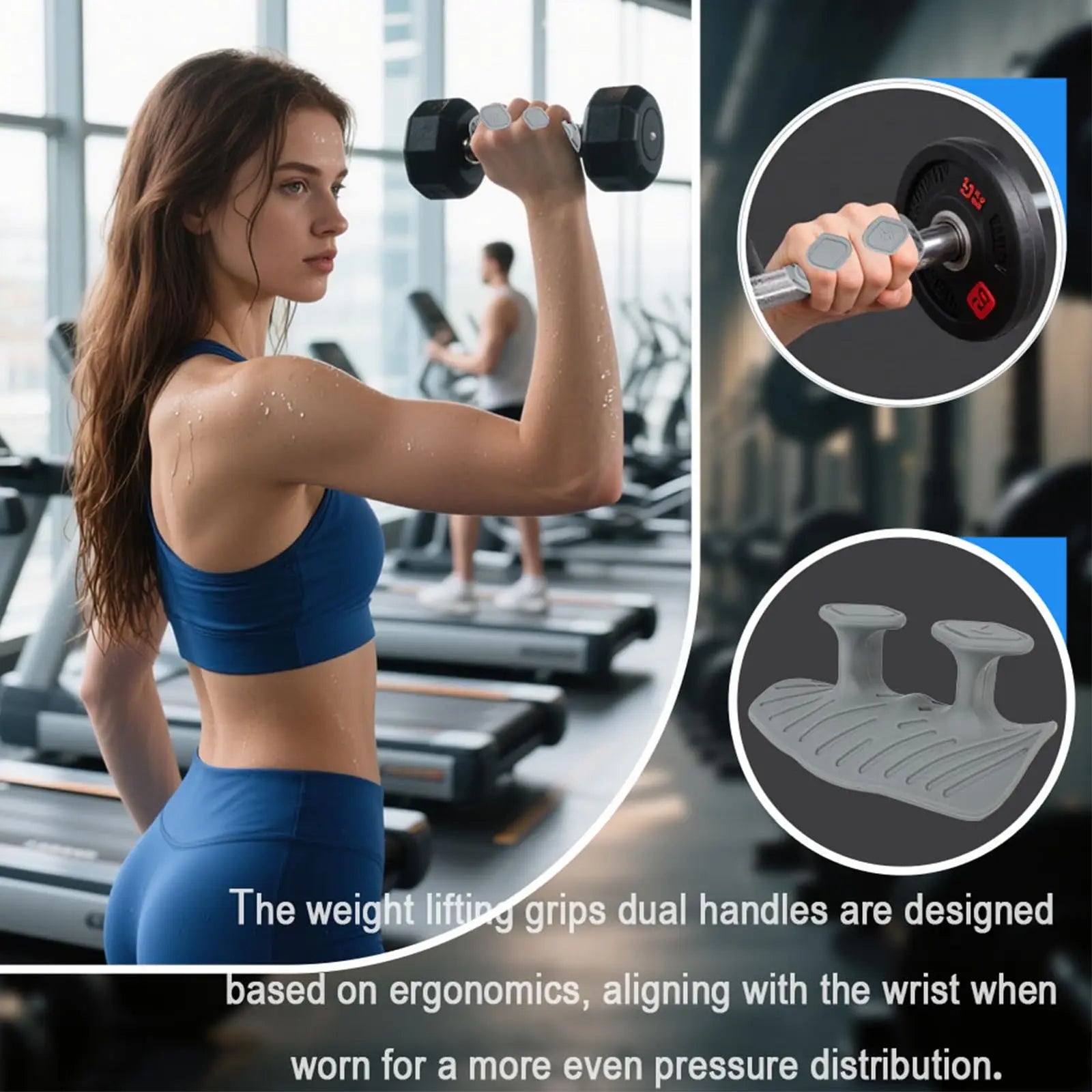 Double-Sided Anti-Slip Gym Grip,Weight Lifting Silicone Fingerless Golves for Pull-Ups Palm Pad,Protect Hand for Men Women