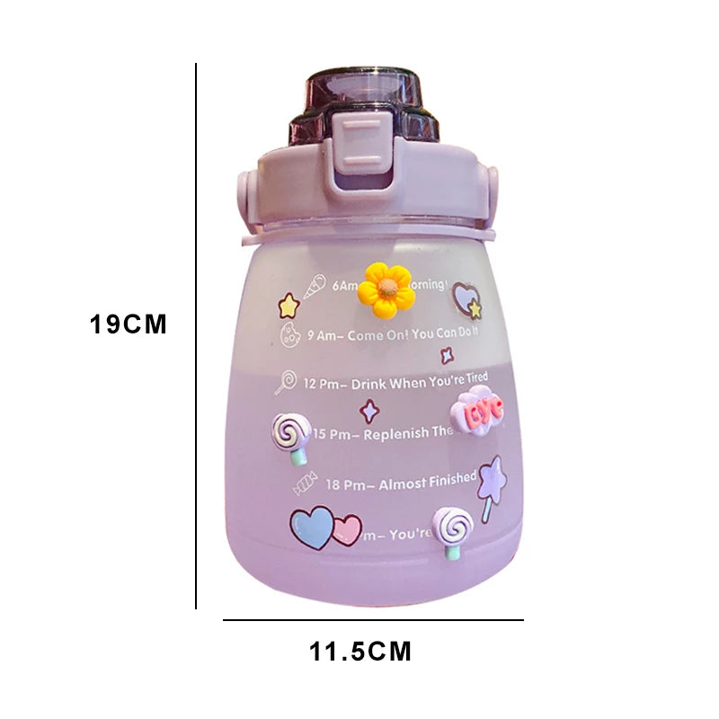 1300ML Water Bottle with Straw Large Capacity Drinking Bottle for Outdoor Sport Fitness Cute Student Bottles Drinkware