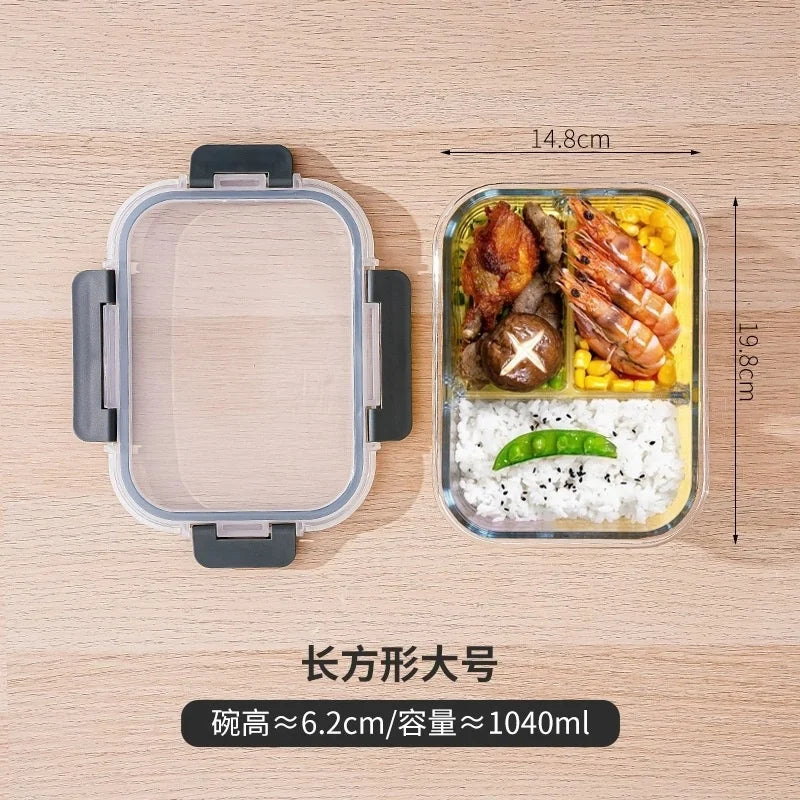 Glass Food Storage Container With Lid Microwave Freezer Dishwasher Friendly Transparent Meal Prep Boxes Kitchen Office Lunch