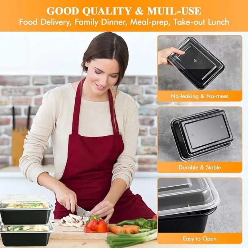 10/30PCS Disposable Lunch Box Leakproof Kitchen Storage Container Plastic Food Box with Lid Portable Meal Prep Takeout Bento Box