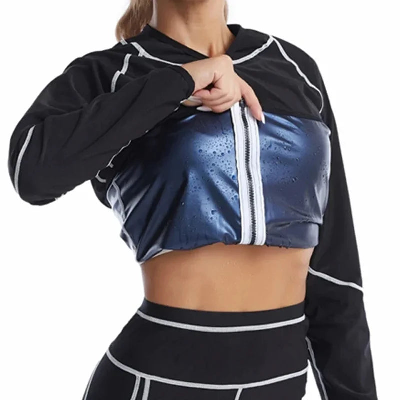 Sauna Coat for Women Weight Loss Thermo Hot Sweat Tops Pants Fitness Jacket Leggings Fat Burner Fitness Exercise Workout Pant