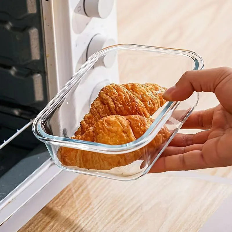 Glass Food Storage Container With Lid Microwave Freezer Dishwasher Friendly Transparent Meal Prep Boxes Kitchen Office Lunch