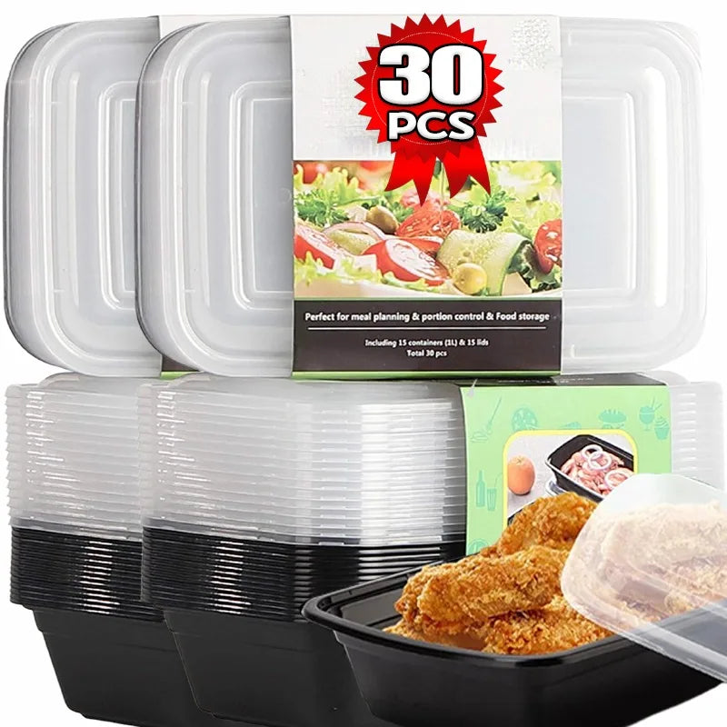 10/30PCS Disposable Lunch Box Leakproof Kitchen Storage Container Plastic Food Box with Lid Portable Meal Prep Takeout Bento Box
