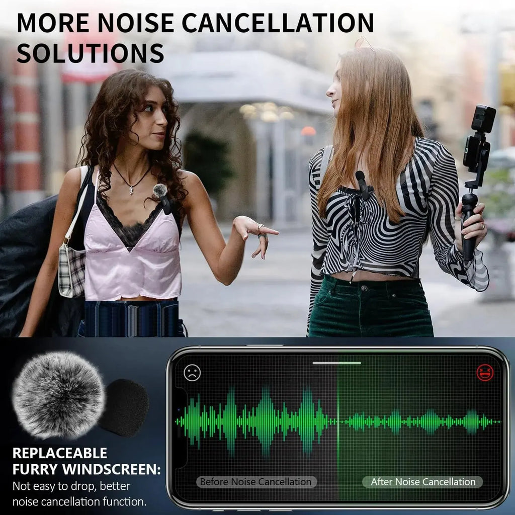 K60 NEW Wireless Lavalier Microphone Audio Video Recording Mini Mic For iPhone Android Laptop Gaming Mobile Phone Microphone
