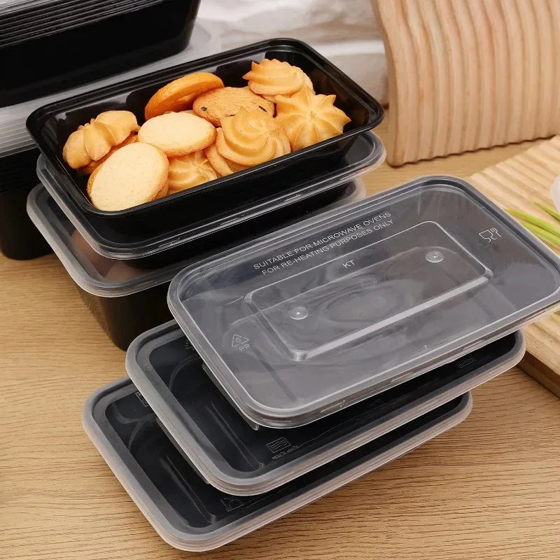 10/30PCS Disposable Lunch Box Leakproof Kitchen Storage Container Plastic Food Box with Lid Portable Meal Prep Takeout Bento Box