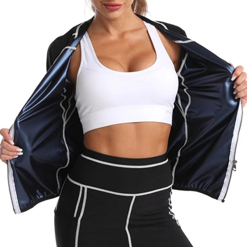 Sauna Coat for Women Weight Loss Thermo Hot Sweat Tops Pants Fitness Jacket Leggings Fat Burner Fitness Exercise Workout Pant