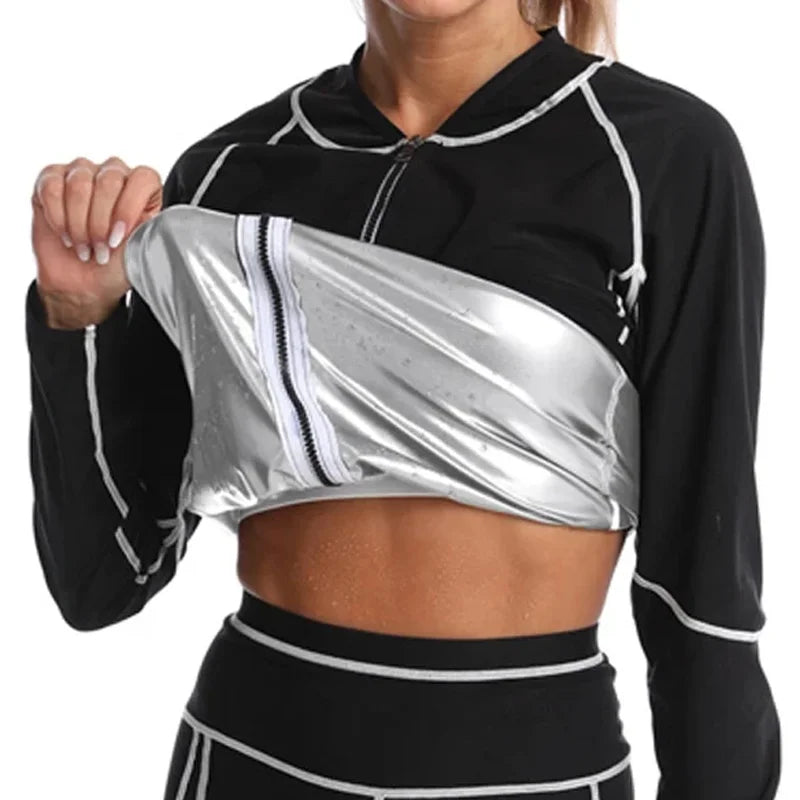 Sauna Coat for Women Weight Loss Thermo Hot Sweat Tops Pants Fitness Jacket Leggings Fat Burner Fitness Exercise Workout Pant