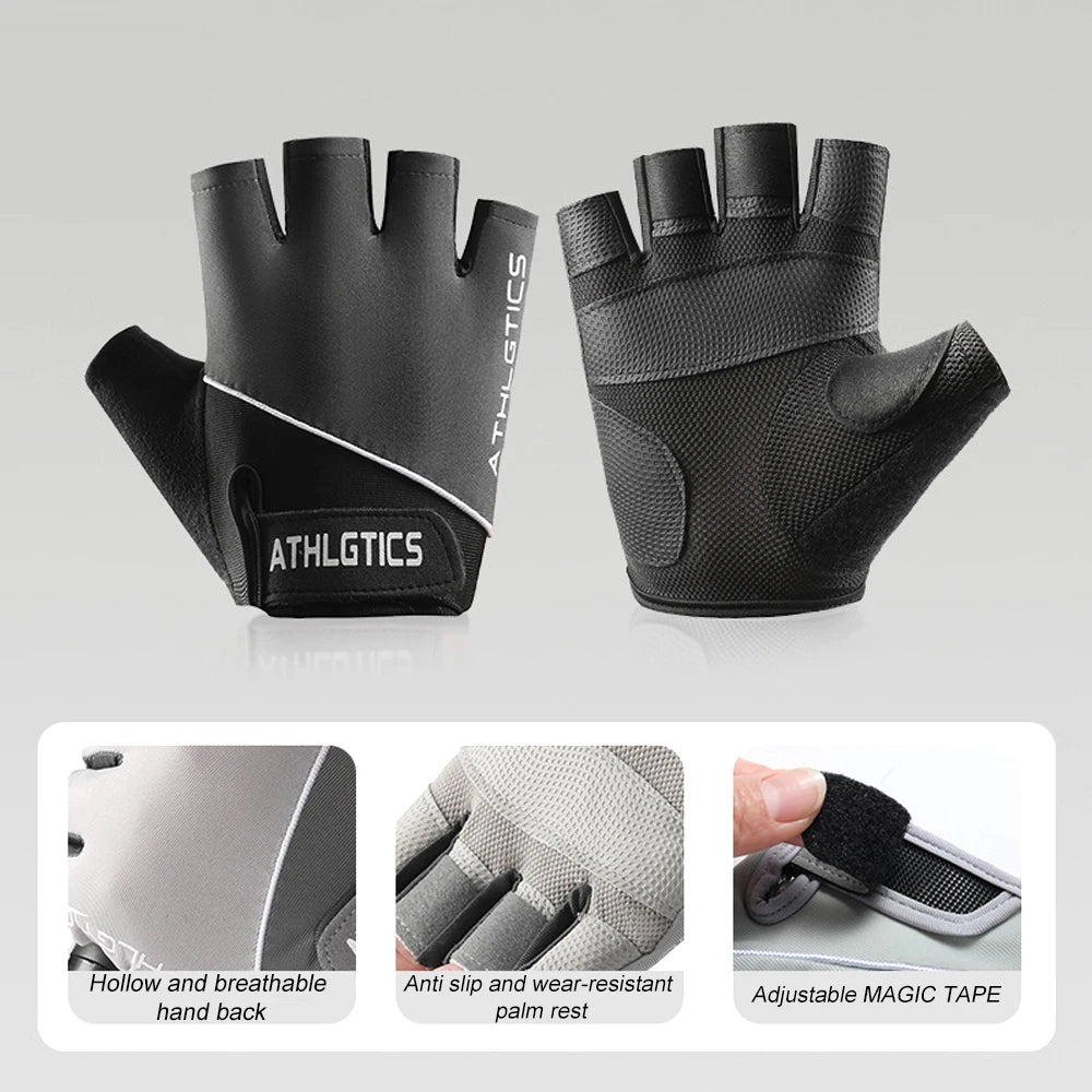 1Pair Breathable Cycling Gloves Workout Gym Gloves for Men Women Weight Lifting Fingerless Gloves Training Exercise Fitness