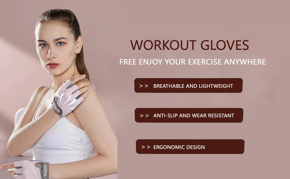 1Pair Breathable Cycling Gloves Workout Gym Gloves for Men Women Weight Lifting Fingerless Gloves Training Exercise Fitness