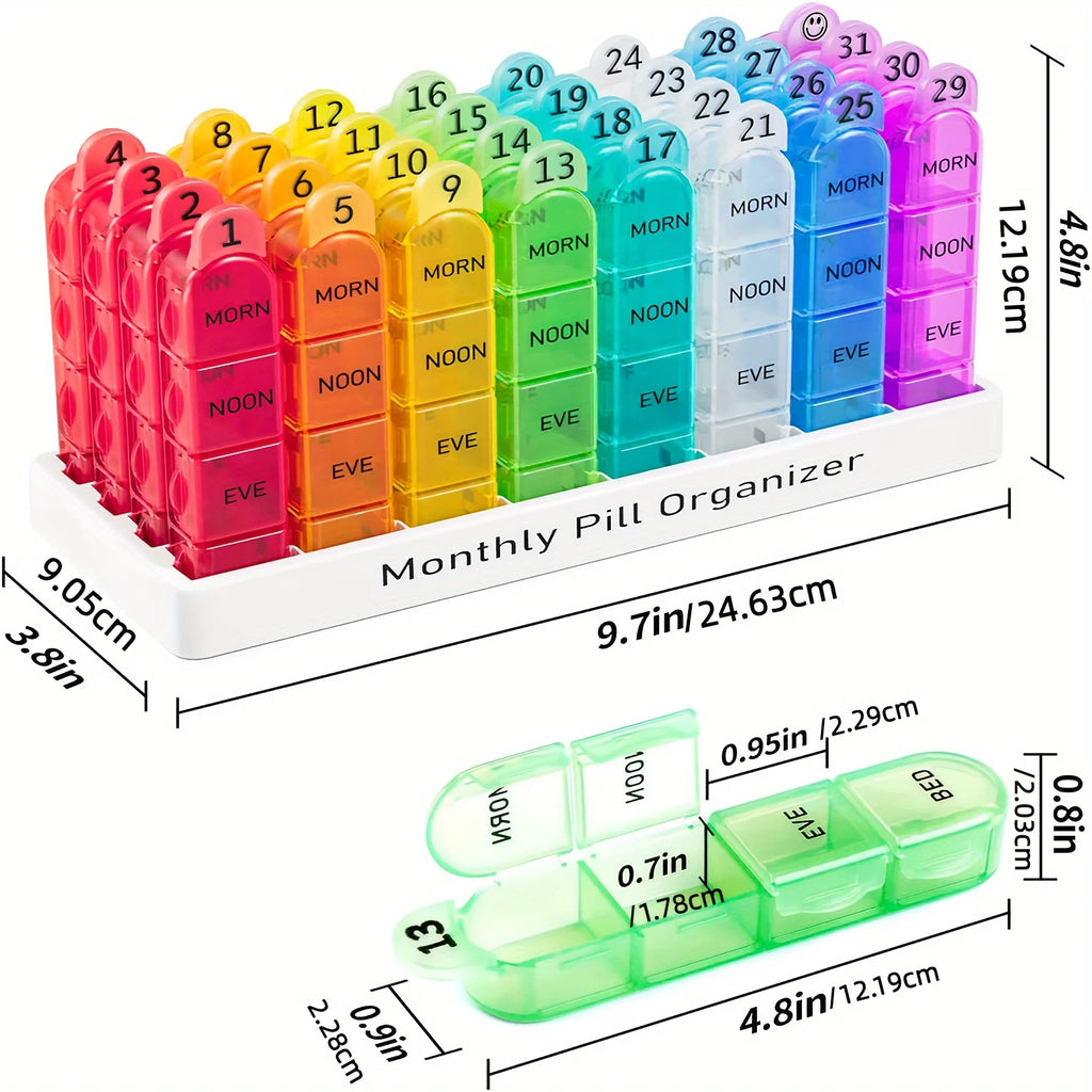 Monthly Pill Organizer 3 Times a Day One Month Medicine Organizer, 31 Day Pill Case Pill Container to Hold Vitamin, Supplement