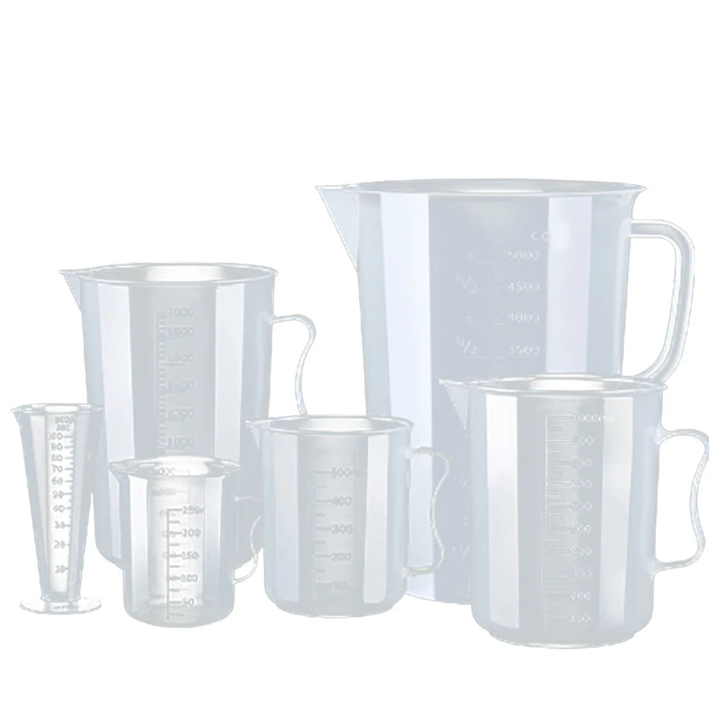 Measuring Cup 250/500/1000/2000/5000ml Measuring Jug Plastic Beaker Transparent Lightweight Reusable-Graduated Plastic Cup