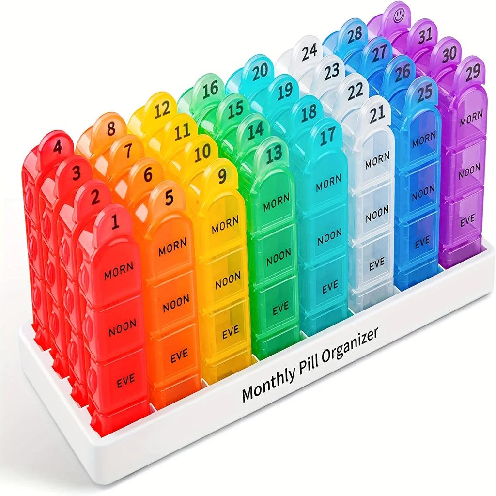 Monthly Pill Organizer 3 Times a Day One Month Medicine Organizer, 31 Day Pill Case Pill Container to Hold Vitamin, Supplement
