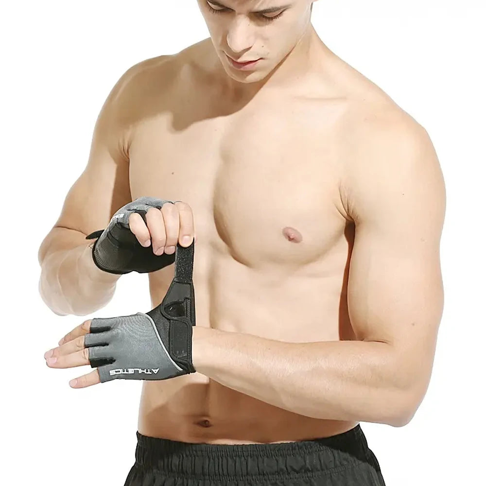 1Pair Breathable Cycling Gloves Workout Gym Gloves for Men Women Weight Lifting Fingerless Gloves Training Exercise Fitness