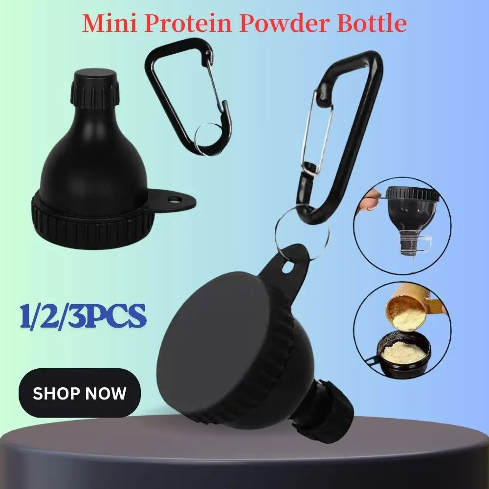 1/2/3PCS Portable Mini Protein Powder Bottle with Keychain & Funnel Medicine Box Container Small Cup Outdoor Sport Storage 50ml